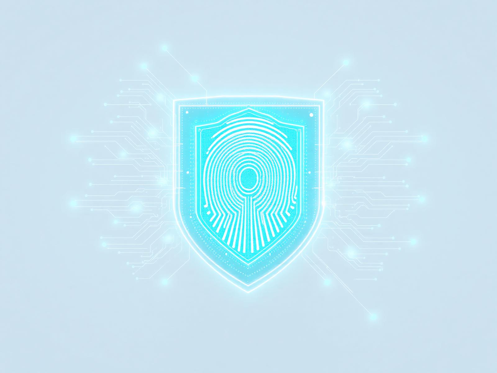 Verified identity shield with biometric KYC checkmark
